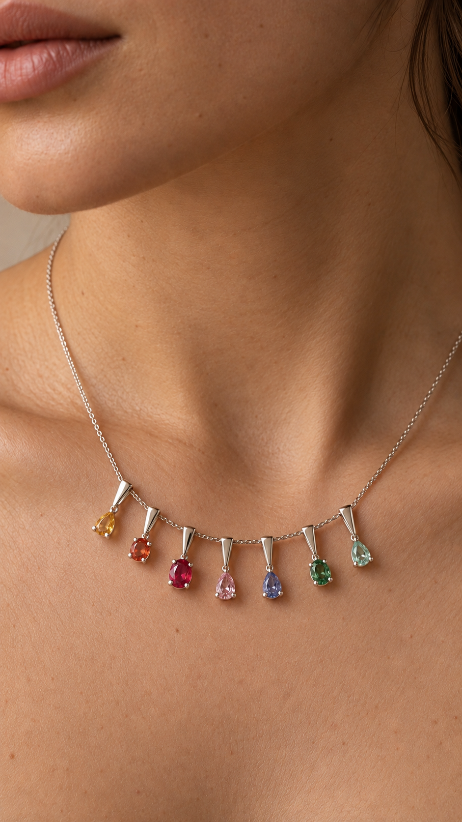 COLLAR OVAL ESMERALDA PLATA