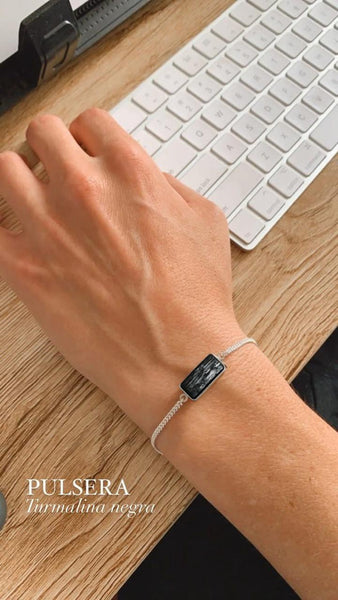 PULSERA TURMALINA NEGRA HOMBRE BISEL