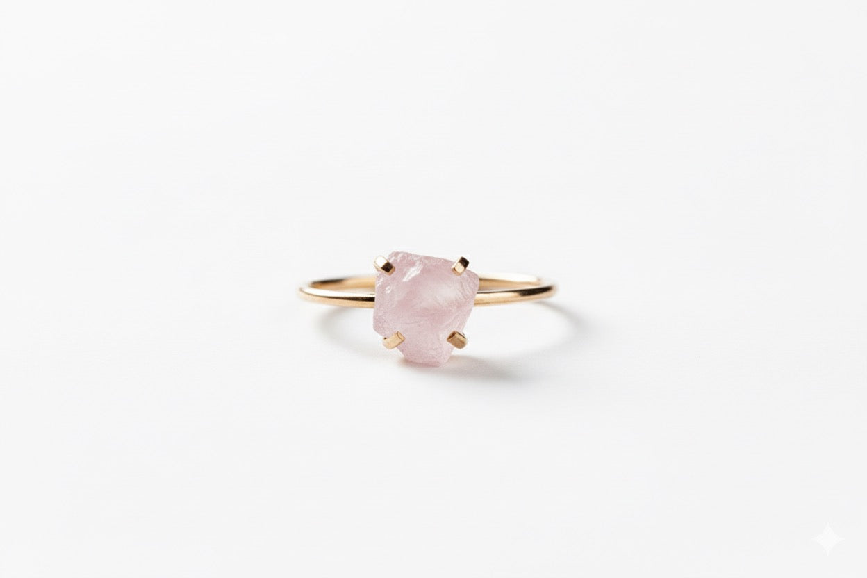 ANILLO BRIGHT CUARZO ROSA ORO 18k (A Pedido)