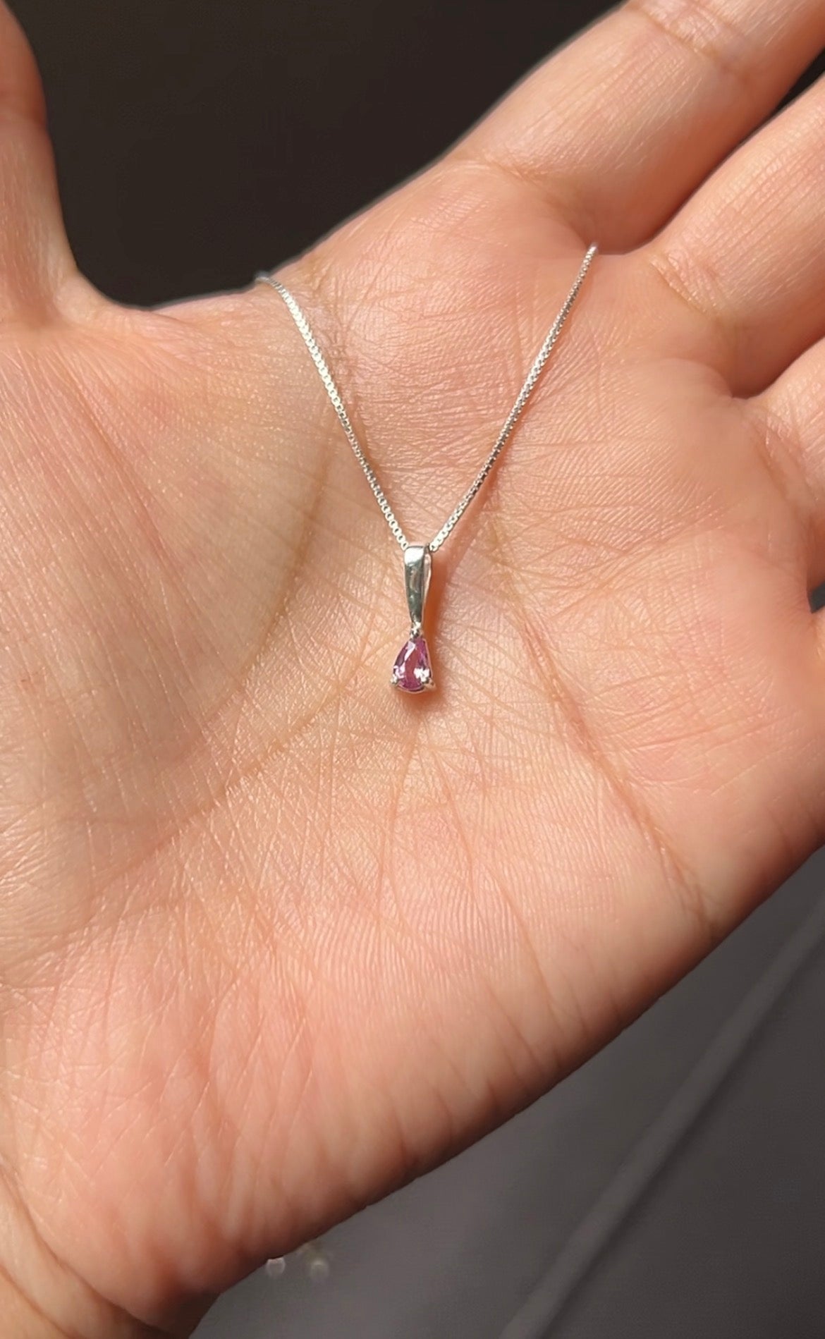 COLLAR GOTA ZAFIRO ROSA PLATA