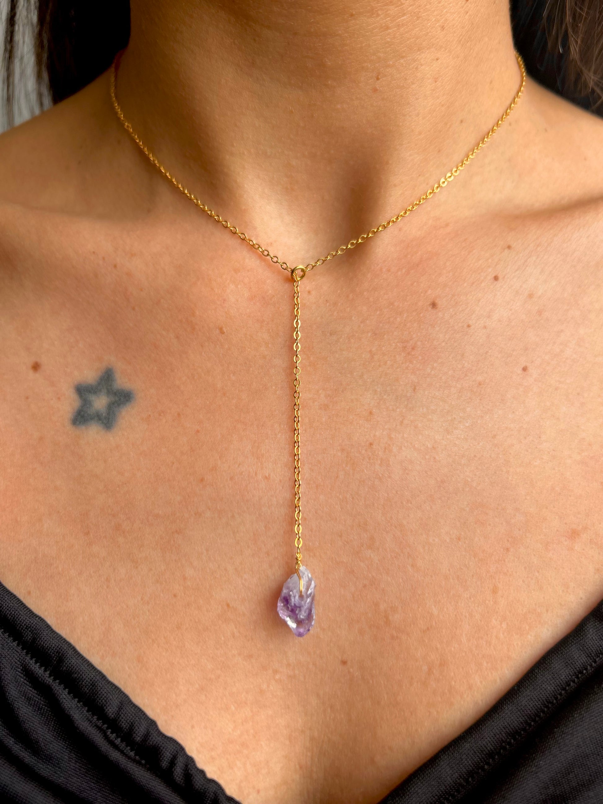 Collar Kiara Cuarzo cristal dorado