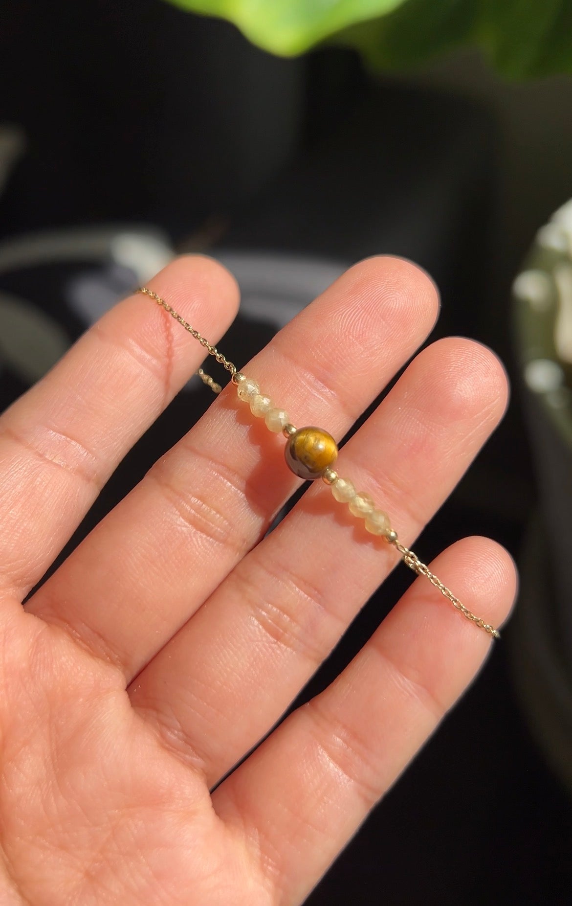 PULSERA ABUNDANCIA CITRINO Y OJO DE TIGRE ORO 18K