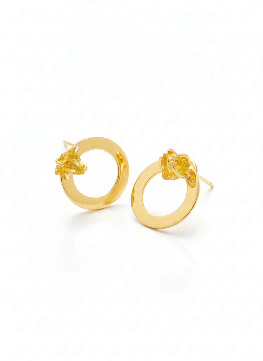 Aretes Ciclo Dorado 2 en 1