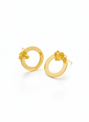 Aretes Ciclo Dorado 2 en 1