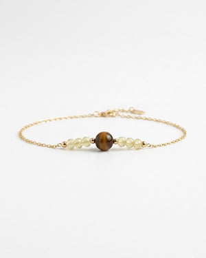PULSERA ABUNDANCIA CITRINO Y OJO DE TIGRE ORO 18K