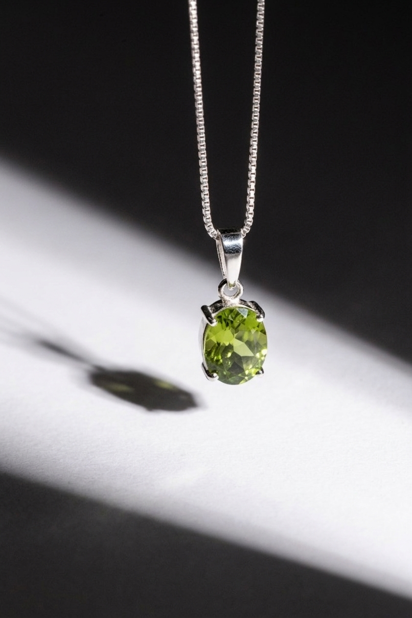 COLLAR OVAL PLATA PERIDOTO