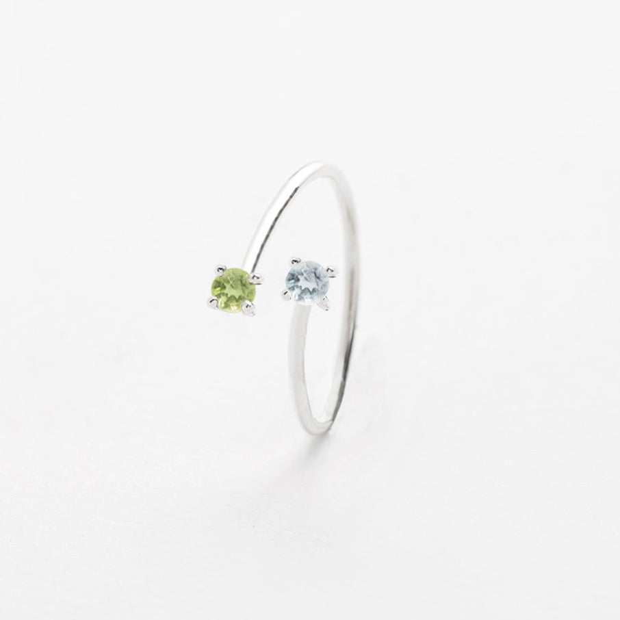 ANILLO TWIST TURMALINA VERDE Y AGUAMARINA