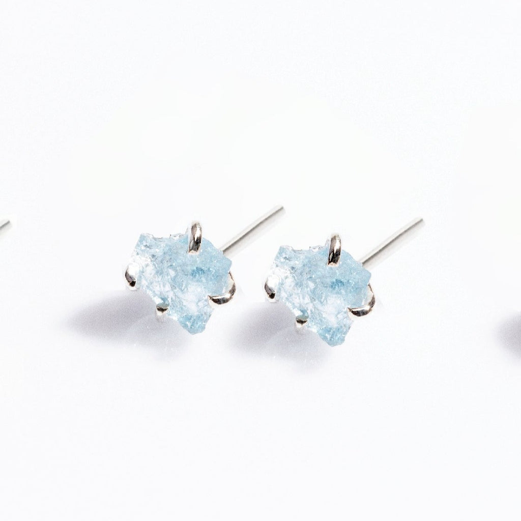 ARETES BRIGHT PLATA AGUAMARINA