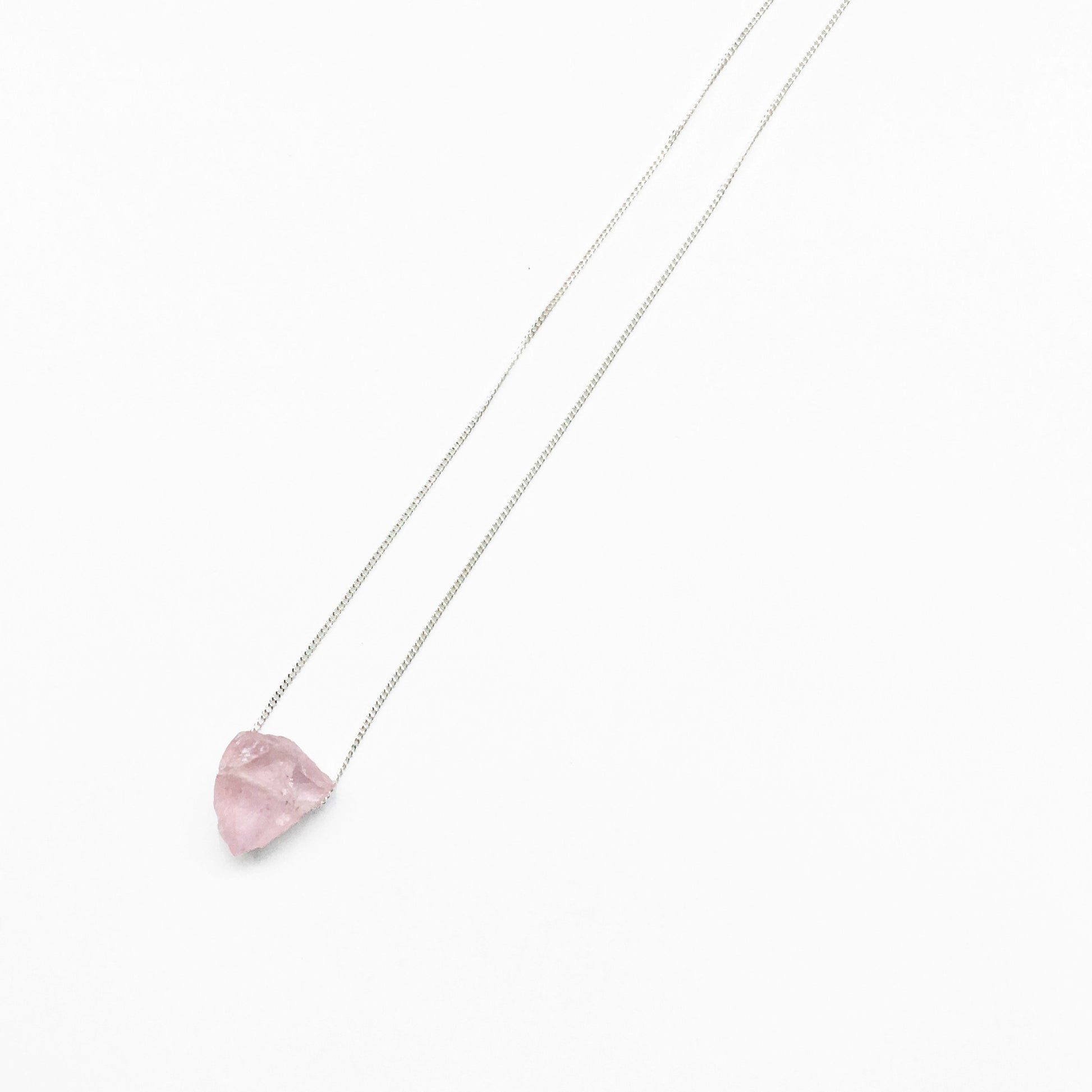 COLLAR PIEDRA NATURAL CUARZO ROSA EN PLATA