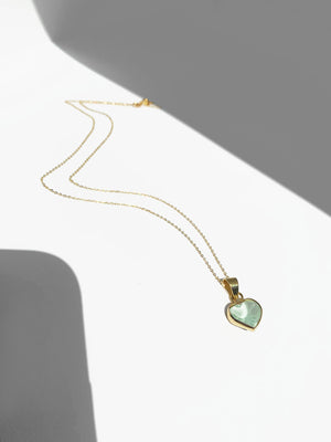 DIJE CORAZON ORO 18K - 1.1CM - FLUORITA VERDE (A PEDIDO)