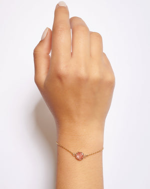 PULSERA CON PIEDRA CUARZO CHERRY ORO 18k