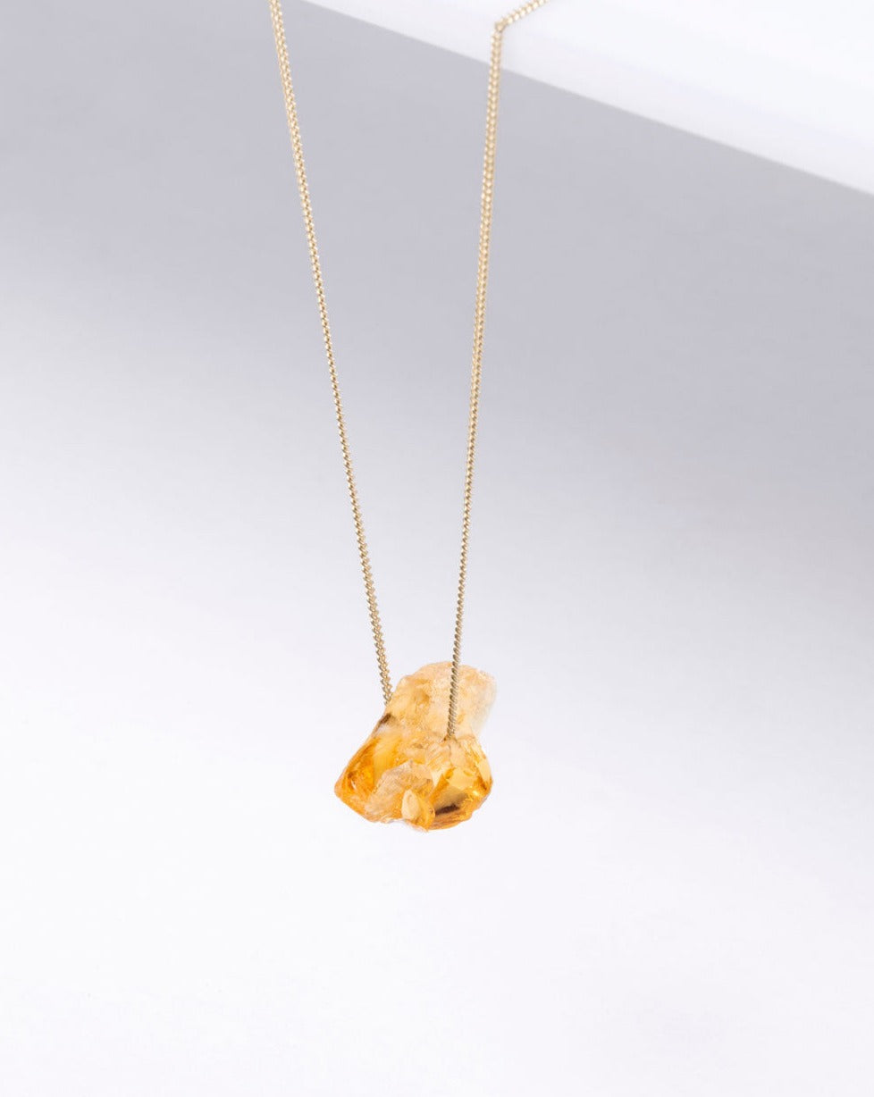 COLLAR PIEDRA NATURAL ORO 18k CITRINO