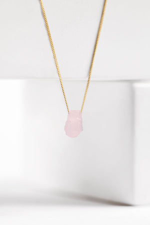 COLLAR PIEDRA NATURAL ORO 18k CUARZO ROSA