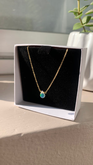 COLLAR GOTA OPALO ETÍOPE ORO 18k (A PEDIDO)