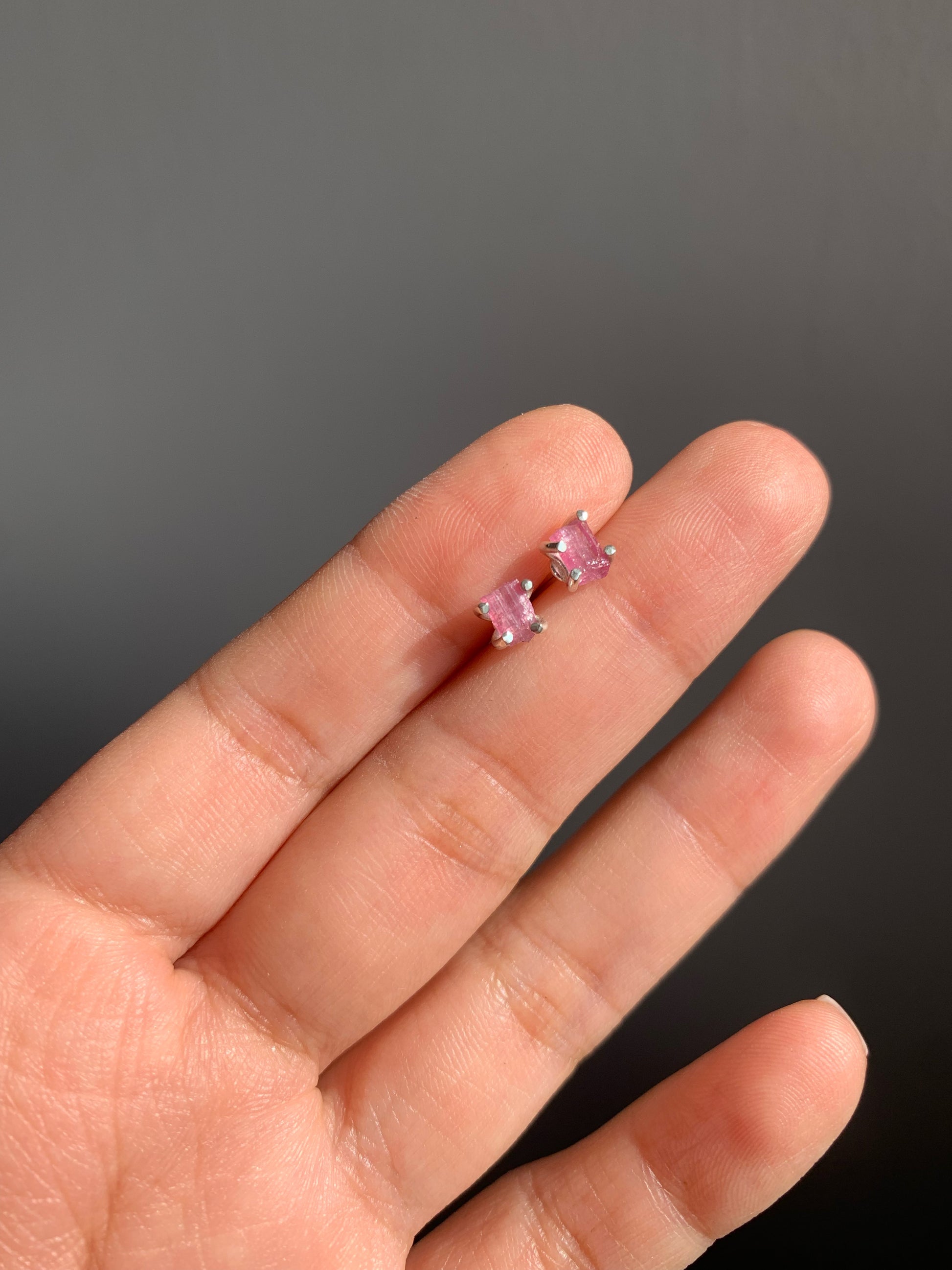 ARETES BRIGHT TURMALINA ROSA PLATA