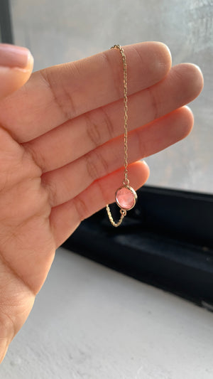 PULSERA CON PIEDRA CUARZO CHERRY ORO 18k